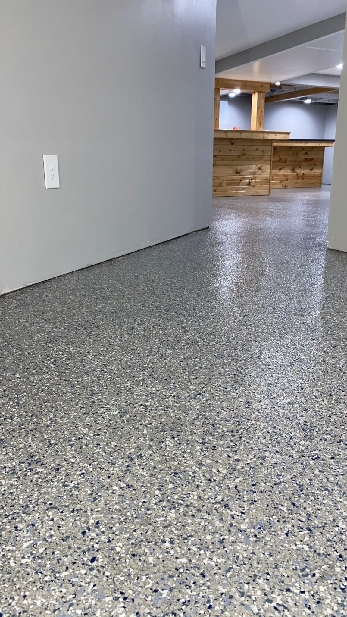 Hallway with floor coating